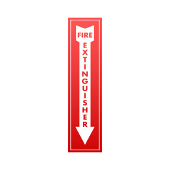 Red Fire extinguisher. Flame fighting information. Vector stock illustration.