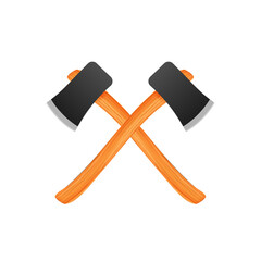 Forester axe in rustic. Carpenter tools clipart. Vector stock illustration.