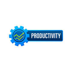Productivity icon on speedometer. High Productivity meter. Vector stock illustration.