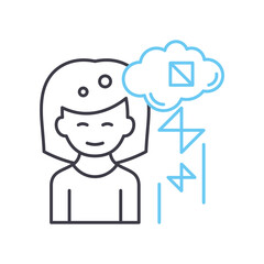 mental transformation line icon, outline symbol, vector illustration, concept sign