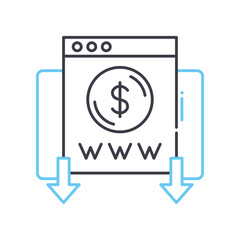 money online line icon, outline symbol, vector illustration, concept sign