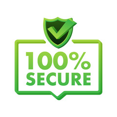 100 Secure grunge vector icon. Badge or button for commerce website. Vector stock illustration.