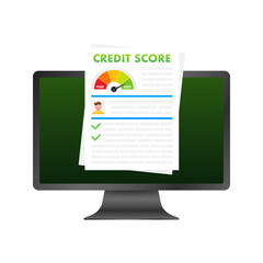 Credit score document. Paper sheet chart of personal credit score information. Vector stock illustration