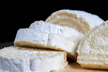 sliced dessert with cottage cheese cream