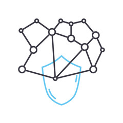 network shield line icon, outline symbol, vector illustration, concept sign