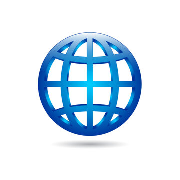 Globe Web Internet Icon 3d Render Vector Illustration Isolated on White