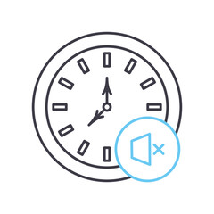 mute alarm clock line icon, outline symbol, vector illustration, concept sign