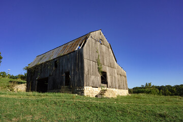 Wooden Farm Barn with Tin Roof 