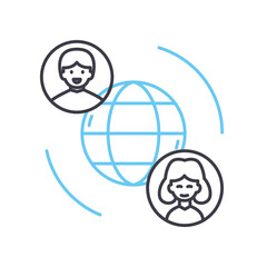 offshore banking line icon, outline symbol, vector illustration, concept sign