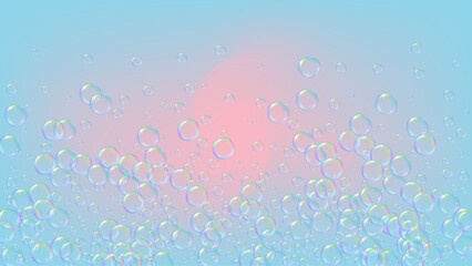 Foam party background with shampoo and soap suds bubbles.