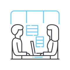 office work line icon, outline symbol, vector illustration, concept sign