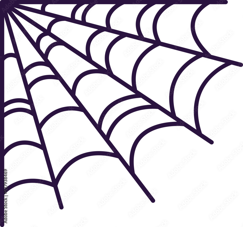 Poster vector line icon of spider web as symbol of halloween. outline sign for web sites, apps, adverts, st