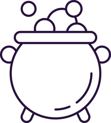 Vector line icon of potion in pot as symbol of Halloween. Outline sign for web sites, apps, adverts, stores. Modern minimalistic monochrome isolated image and editable stroke