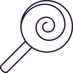 Vector line icon of lollipop or candy as symbol of Halloween. Outline sign for web sites, apps, adverts, stores. Modern minimalistic monochrome isolated image and editable stroke
