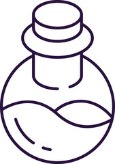 Vector line icon of potion in bulb as symbol of Halloween. Outline sign for web sites, apps, adverts, stores. Modern minimalistic monochrome isolated image and editable stroke