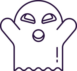 Vector line icon of ghost as symbol of Halloween. Outline sign for web sites, apps, adverts, stores. Modern minimalistic monochrome isolated image and editable stroke