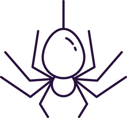 Vector line icon of spider as symbol of Halloween. Outline sign for web sites, apps, adverts, stores. Modern minimalistic monochrome isolated image and editable stroke