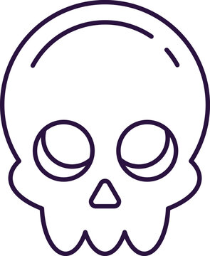 recommend clip art: Vector line icon of skull as symbol of Halloween. Outline sign for web sites, apps, adverts, stores. Modern minimalistic monochrome isolated image and editable stroke