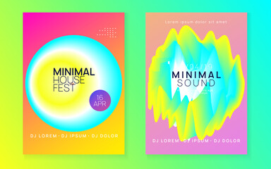 Fototapeta premium Sound Flyer. Cool Dance Poster. Memphis Pattern For Set Layout. Music And Concert Design. Jazz Effect For Cover. Yellow And Turquoise Sound Flyer