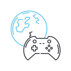 online game line icon, outline symbol, vector illustration, concept sign