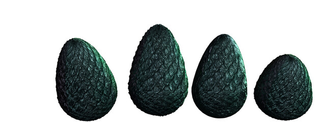 fantasy dragon eggs 3d render on white background
