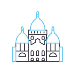 paris cathedral line icon, outline symbol, vector illustration, concept sign