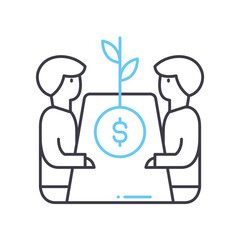 partnership business line icon, outline symbol, vector illustration, concept sign