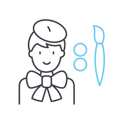 painting line icon, outline symbol, vector illustration, concept sign