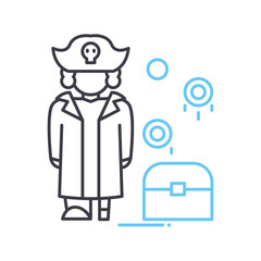 pirate line icon, outline symbol, vector illustration, concept sign