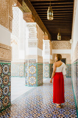 woman in a dress in a mosque