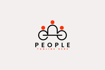 Obraz premium People teamwork logo vector icon illustration