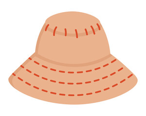 Fototapeta premium Doodle clipart. Hat of a vacationer, tourist. All objects are repainted.
