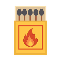 Doodle flat clipart. Camping box of matches. All objects are repainted.