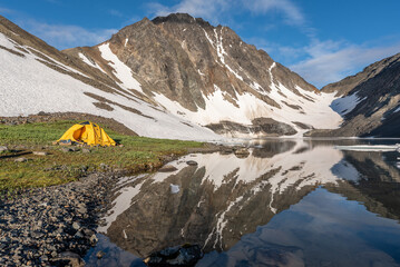 Camping beside a beautiful lake in Canada. 
