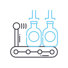 production line icon, outline symbol, vector illustration, concept sign