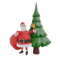 santa claus with christmas tree and gifts