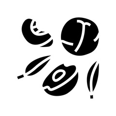 juicy peach cut glyph icon vector. juicy peach cut sign. isolated symbol illustration