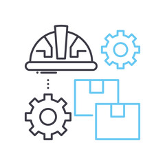 production management line icon, outline symbol, vector illustration, concept sign