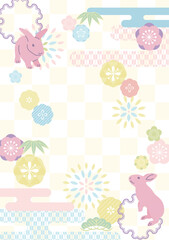 cute illustration for new year 2023 with rabbit