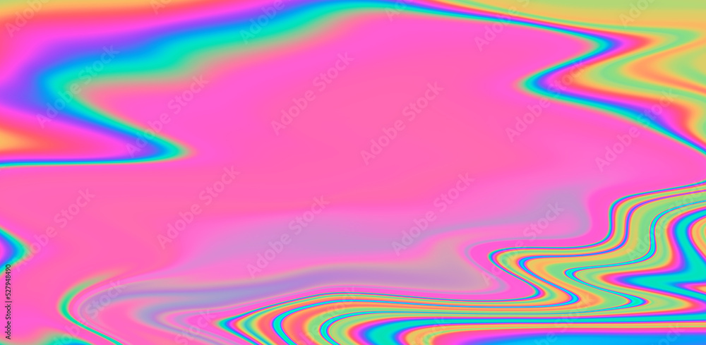 Aufkleber abstract holographic background with fluid neon leaks and wavy distortion. concept of broken and gli