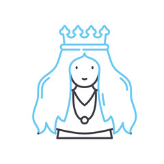 queen line icon, outline symbol, vector illustration, concept sign