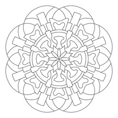 Obraz premium Mandala pattern illustration. An Oriental decorative round ornament can be used for meditation background, therapy, and a coloring page.