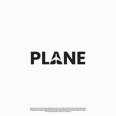 plane wordmark logo design, word plane with airplane icon in letter A logo concept