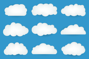 Paper art with cloud on blue sky
