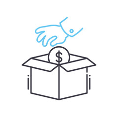raise funds line icon, outline symbol, vector illustration, concept sign