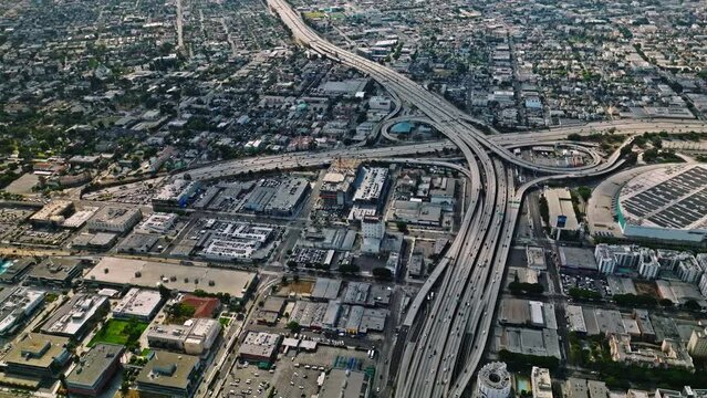 Road traffic on freeway in urban Los Angeles, California