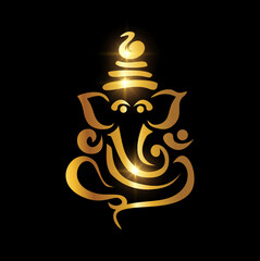 Golden Ganesh Puja. ganesh Chaturthi Sign