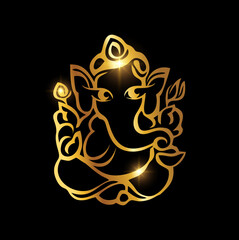 Golden Ganesh Puja. ganesh Chaturthi Sign