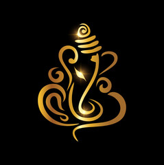 Golden Ganesh Puja. ganesh Chaturthi Sign