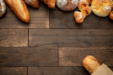 たくさんの種類のパンの背景